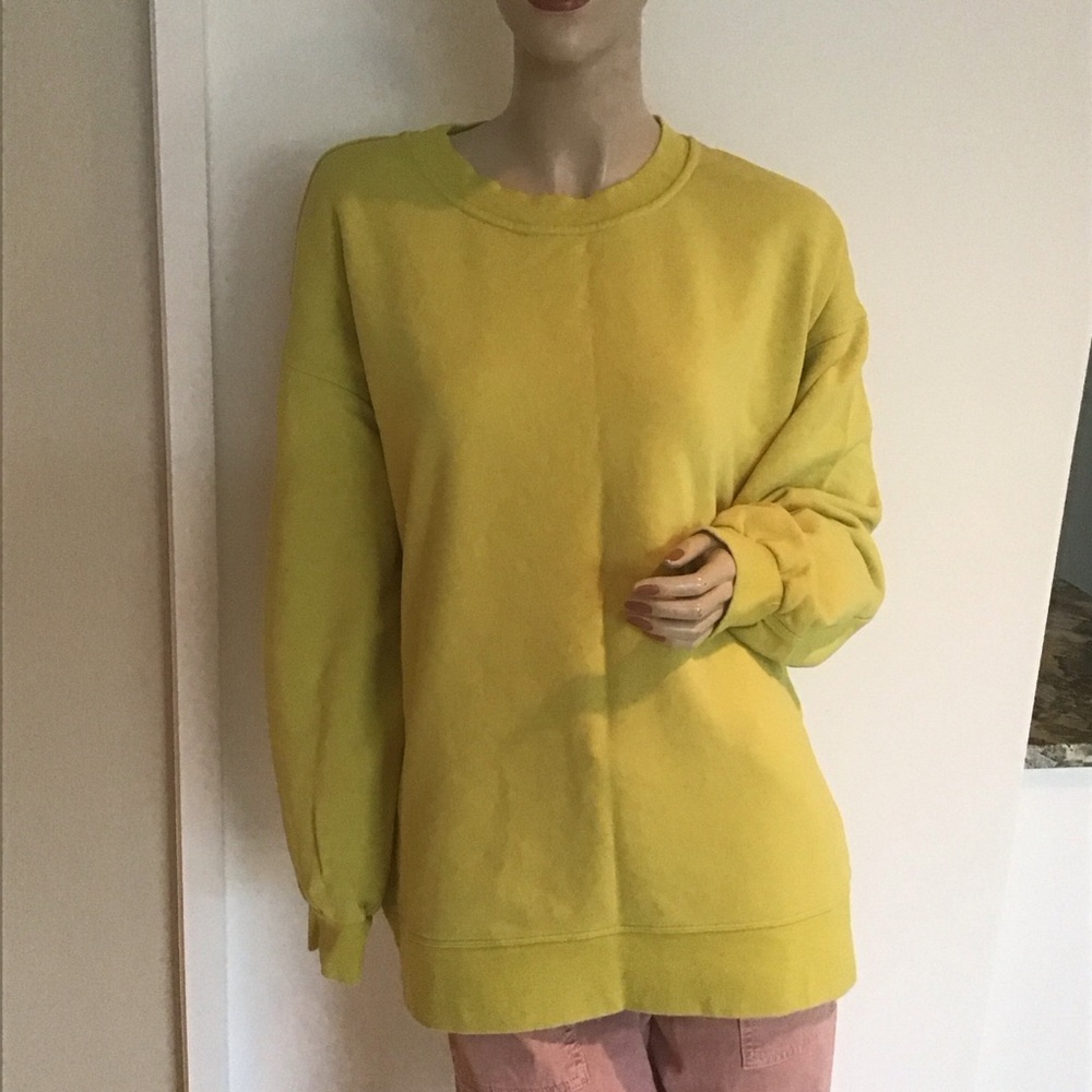 Lululemon Perfectly‎ Oversized Crew Terry Sweatshirt Yellow Serpentine 8 AS IS